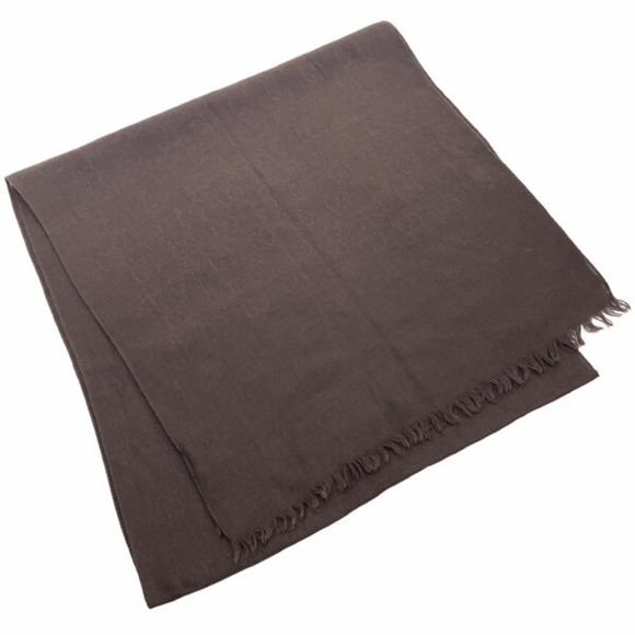Gucci Stole GG Pattern Scarf Wool Silk Dark Brown 165904 GUCCI Shawl YY-14171